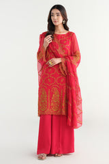 3 Piece - Embroidered & Embellished Suit - E1716