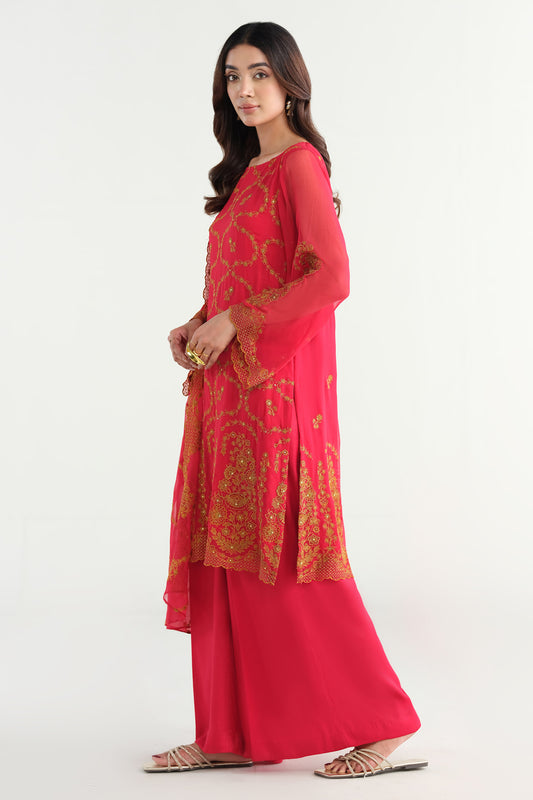 3 Piece - Embroidered & Embellished Suit - E1716