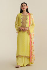 3 piece - Printed & Embroidered Suit - E1717