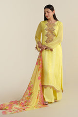 3 piece - Printed & Embroidered Suit - E1717