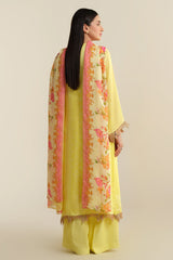 3 piece - Printed & Embroidered Suit - E1717