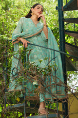 4 Piece - Printed & Embroidered Suit - E1729