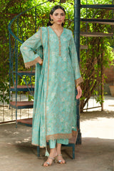 4 Piece - Printed & Embroidered Suit - E1729