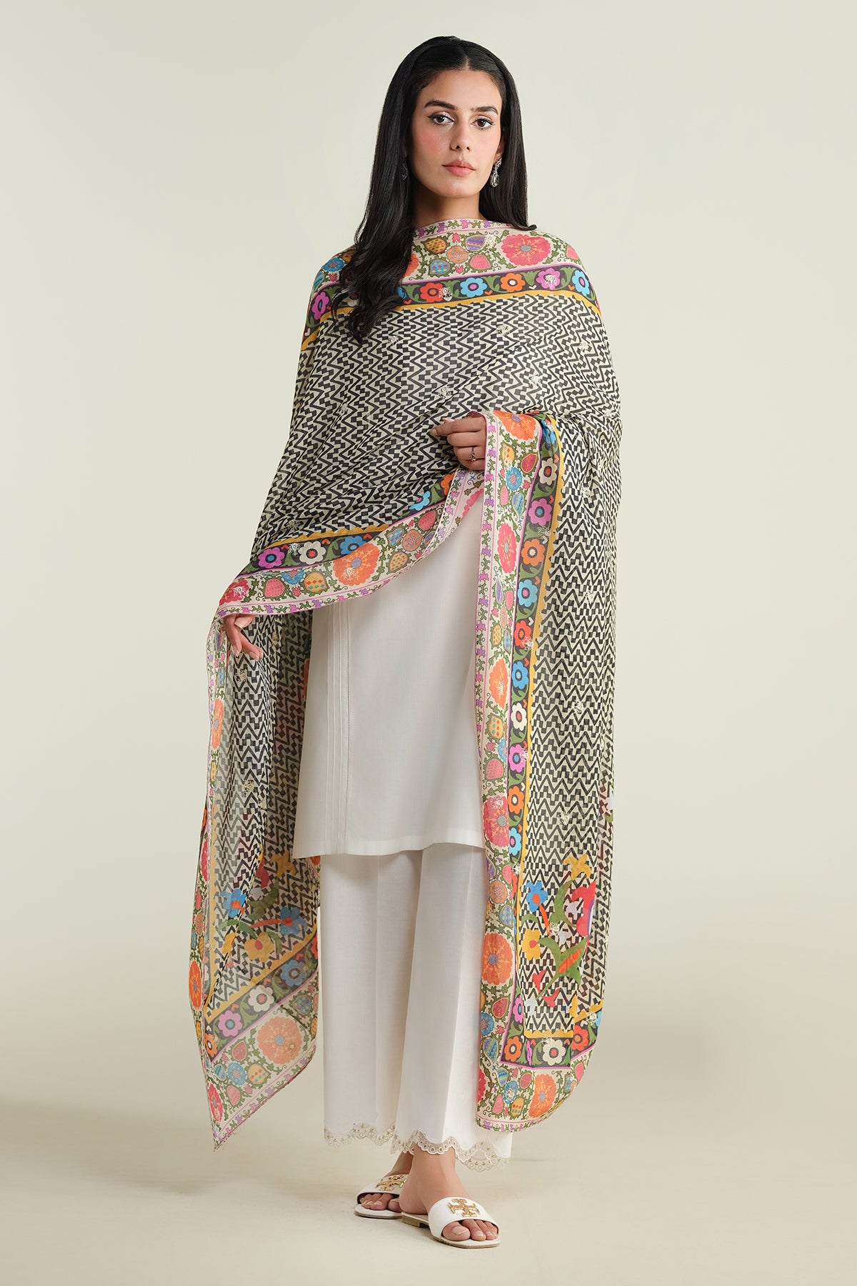 Printed & Embroidered Dupatta - E1730