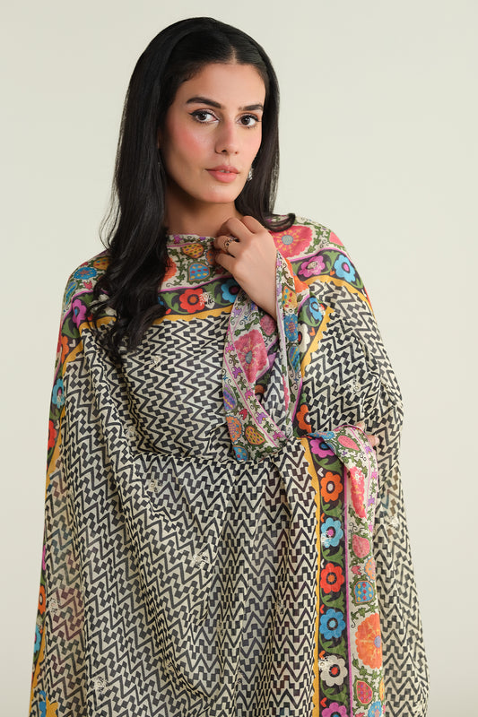 Printed & Embroidered Dupatta - E1730