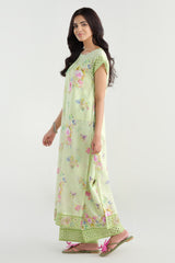 2 Piece - Printed & Embroidered Suit - E1733