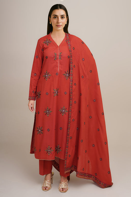 3 Piece - Embroidered Suit - E1753