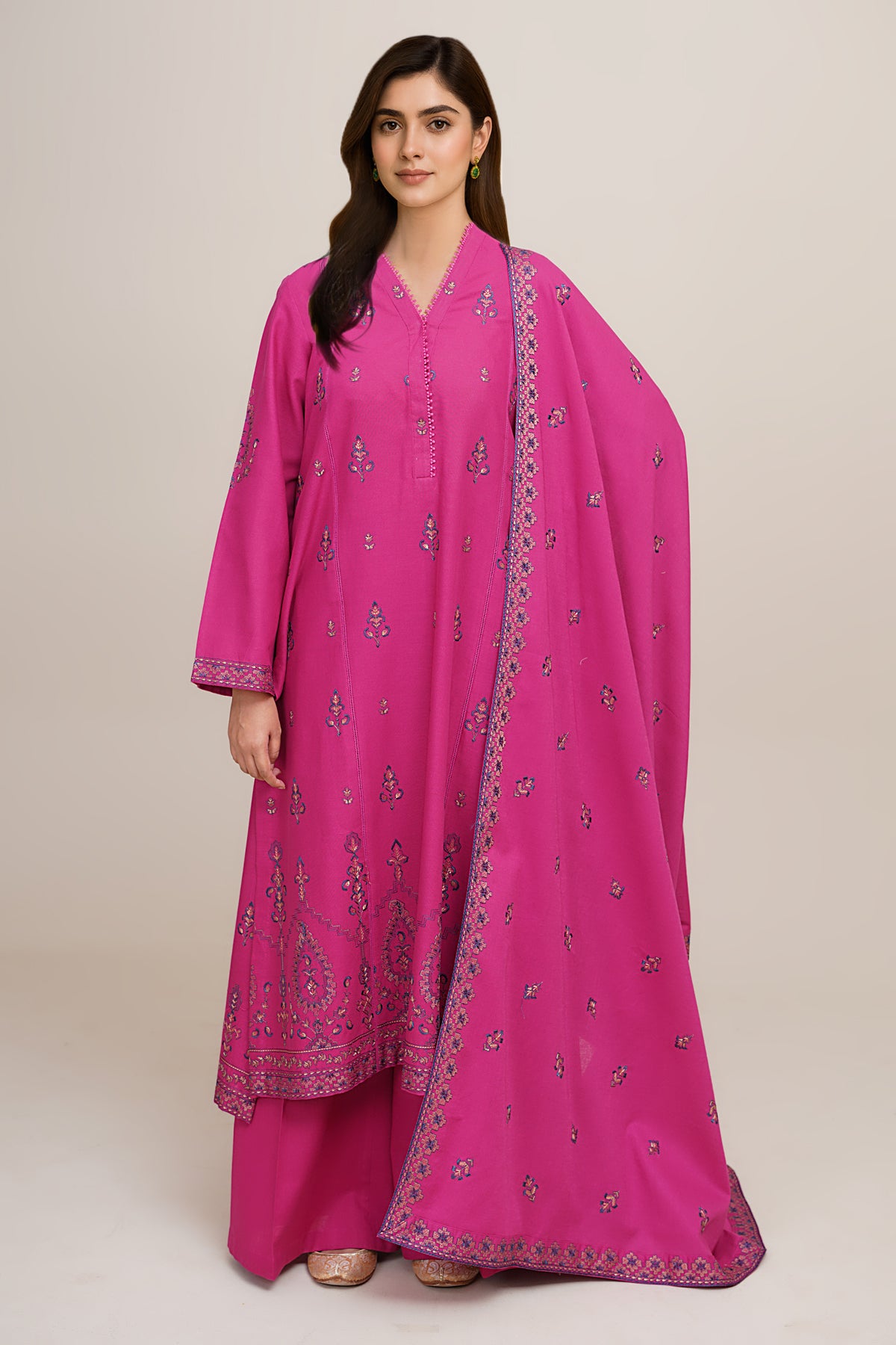 3 Piece - Embroidered Suit - E1755