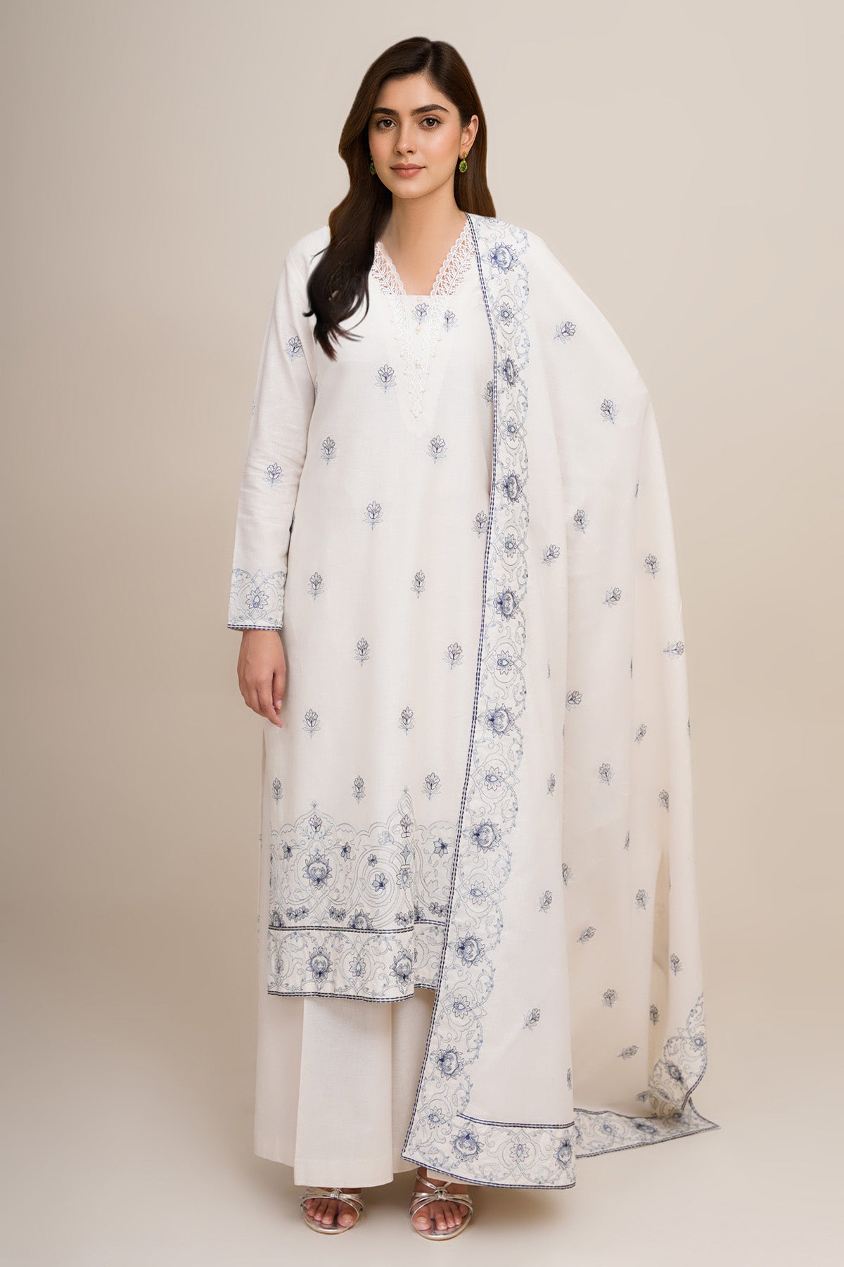 3 Piece - Embroidered Suit - E1762