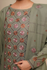 3 Piece - Embroidered Suit - E1764