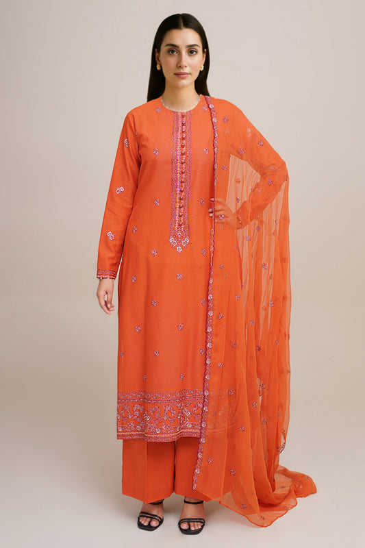 3 Piece - Embroidered Suit - E1804