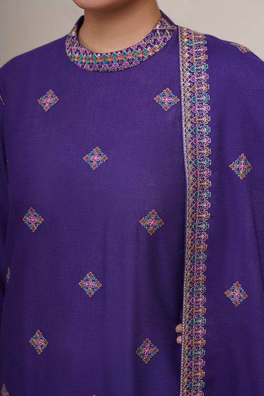 3 Piece - Embroidered Suit - E1816