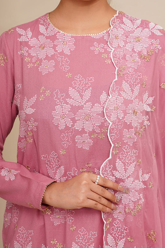 3 Piece - Embroidered Suit - E1818
