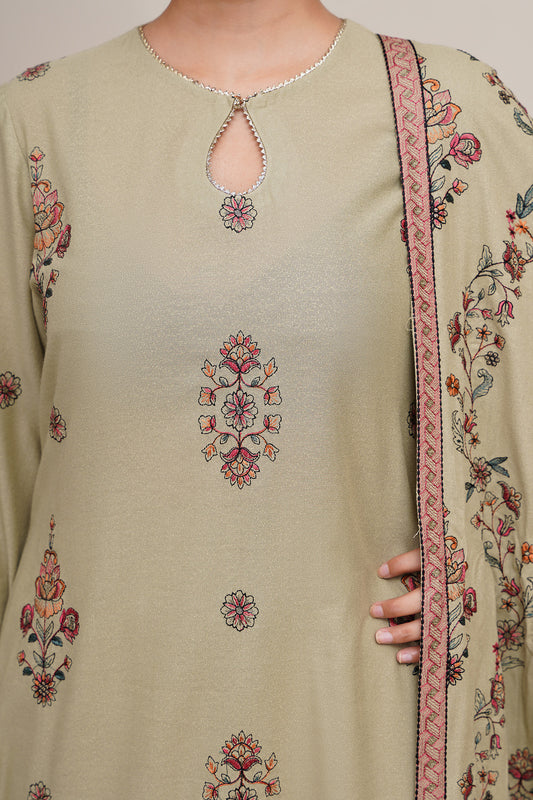 3 Piece - Embroidered Suit - E1821