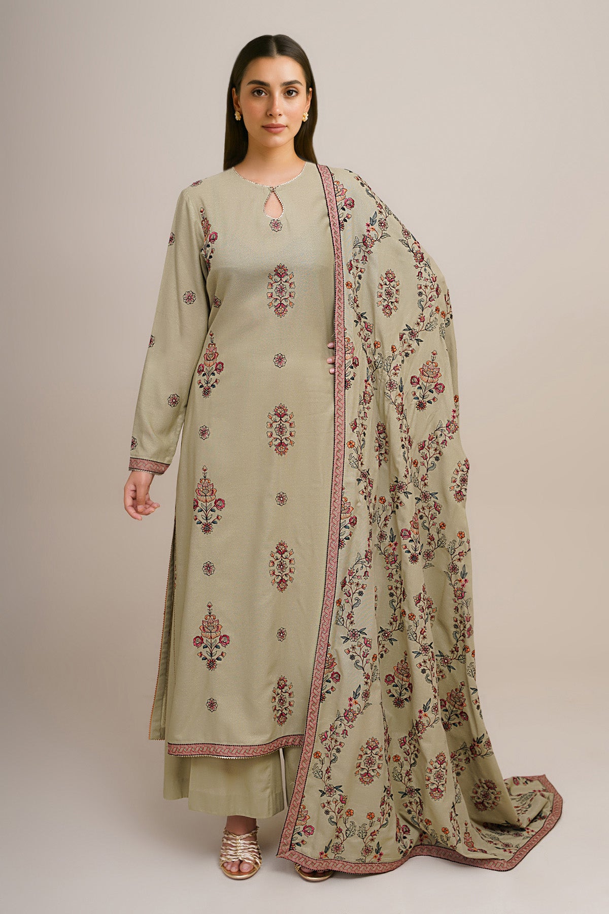 3 Piece - Embroidered Suit - E1821