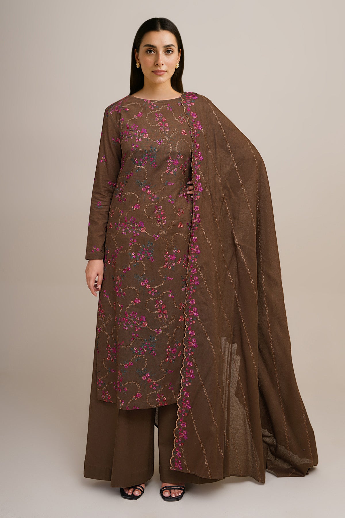 3 Piece - Embroidered Suit - E1832