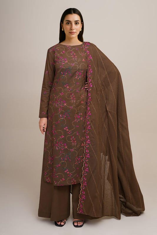 3 Piece - Embroidered Suit - E1832