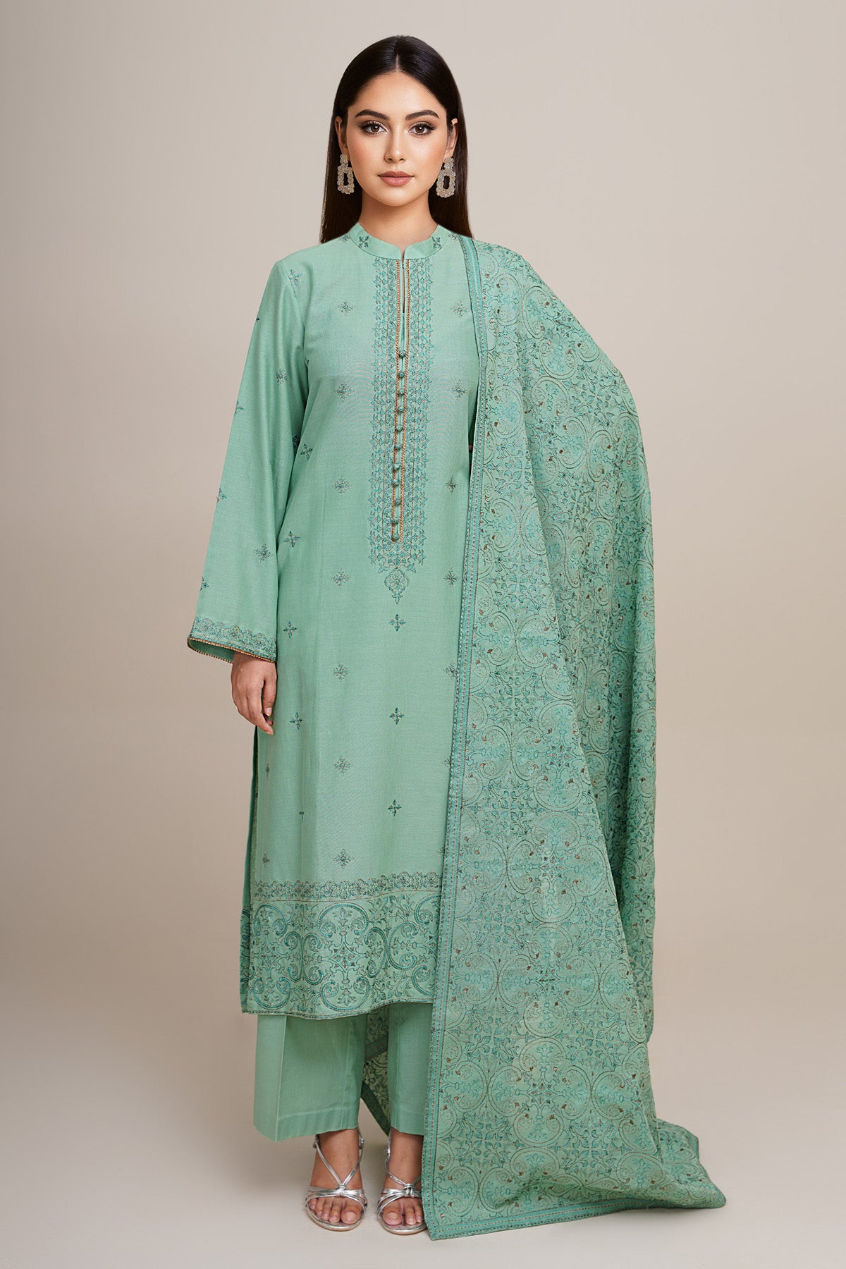 3 Piece - Embroidered Suit - E1833