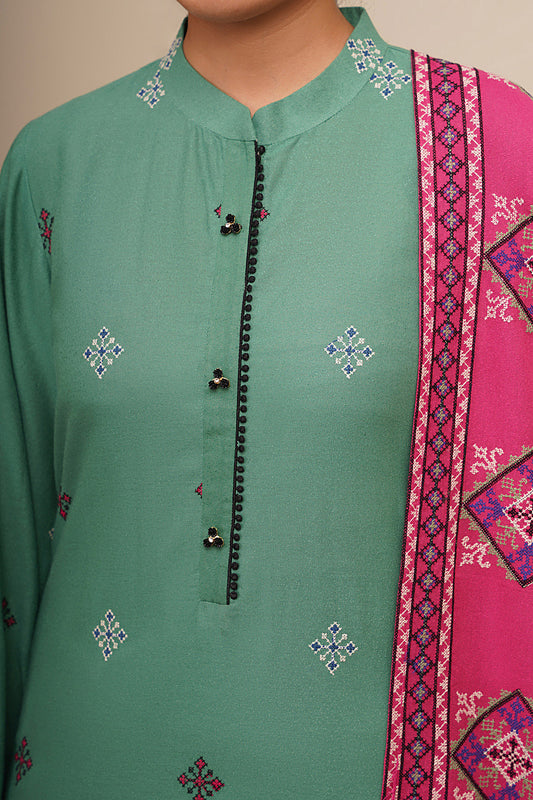 3 Piece - Embroidered Suit - E1844
