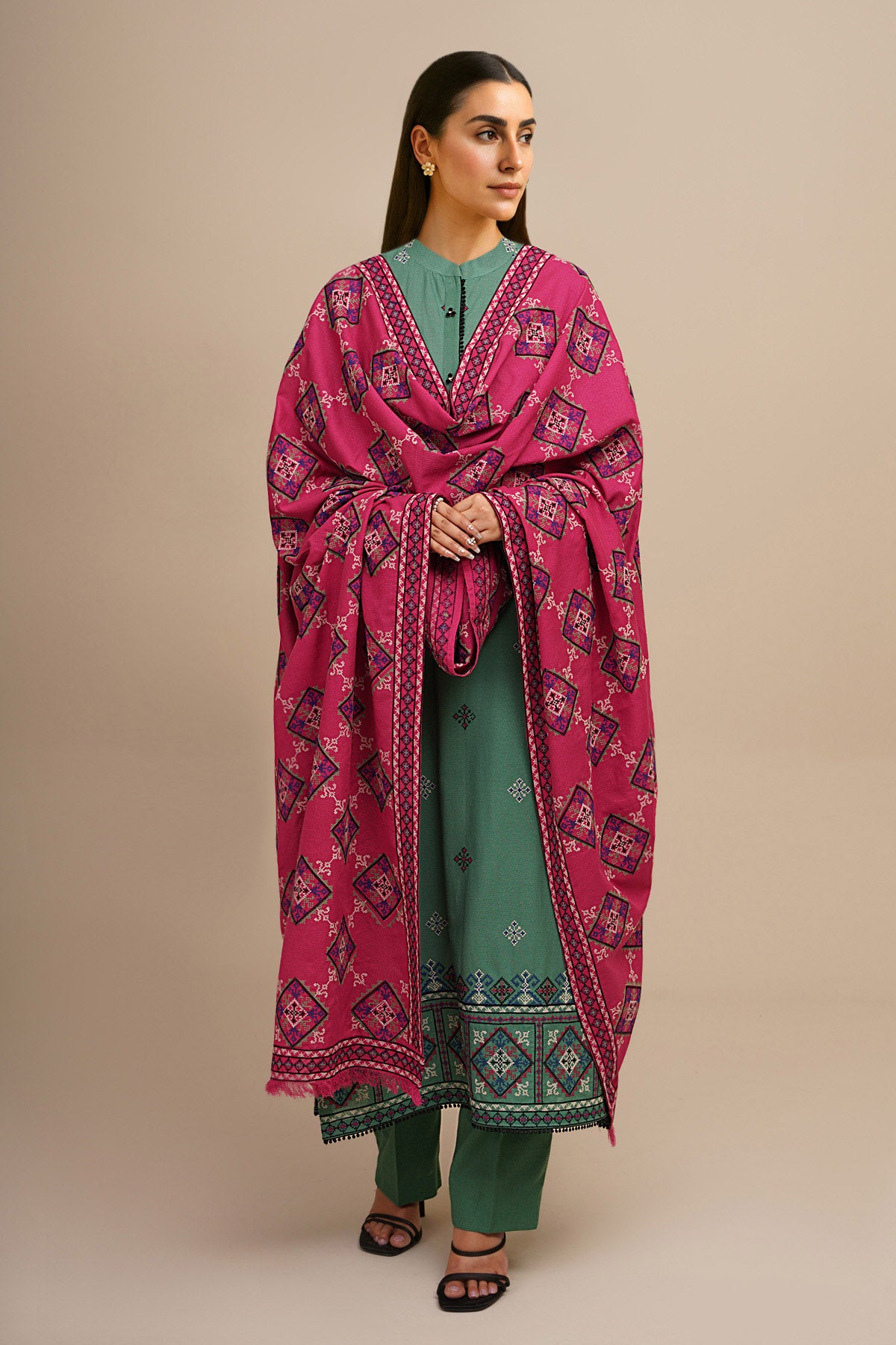 3 Piece - Embroidered Suit - E1844
