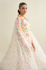 3 Piece - Printed & Embroidered Suit - E1914