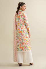 3 Piece - Printed & Embroidered Suit - E1914