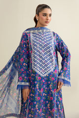3 Piece - Printed & Embroidered Suit - E1915
