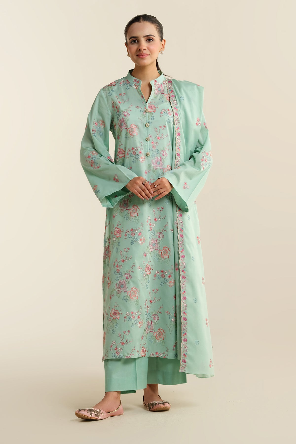 3 Piece - Embroidered Suit - E1917
