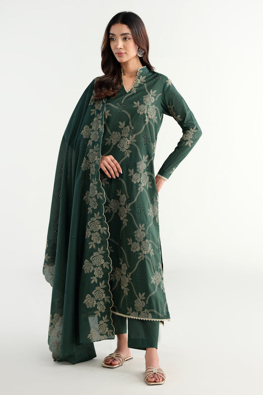 3 Piece - Embroidered Suit - E1919