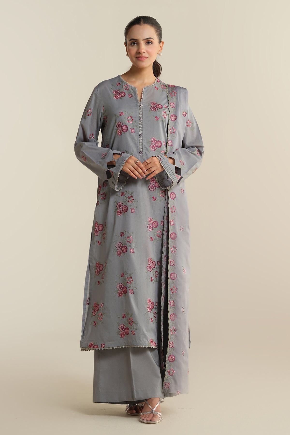 3 Piece - Embroidered Suit - E1921