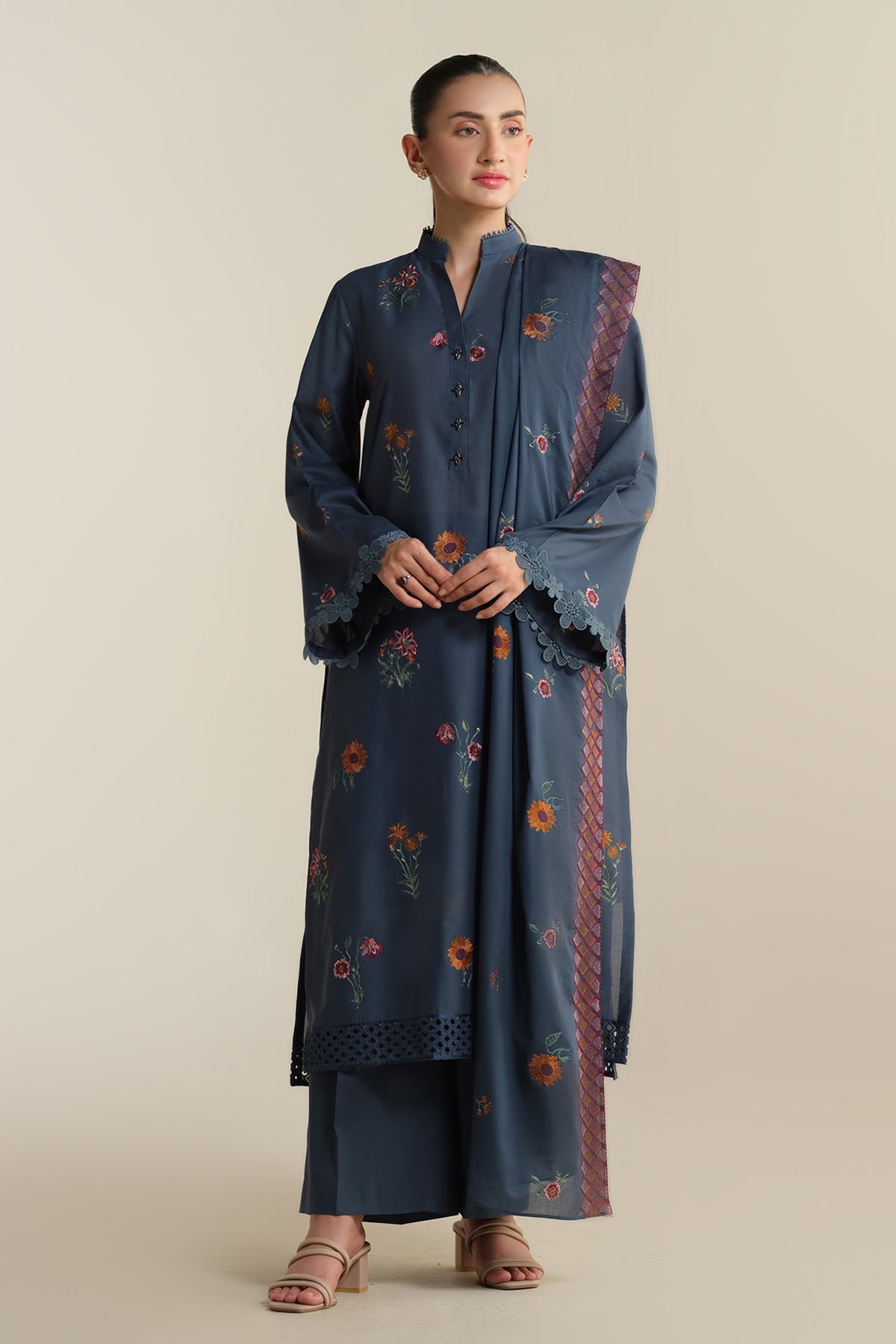3 Piece - Embroidered Suit - E1922