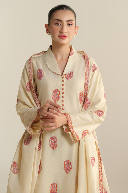 3 Piece - Embroidered Suit - E1924