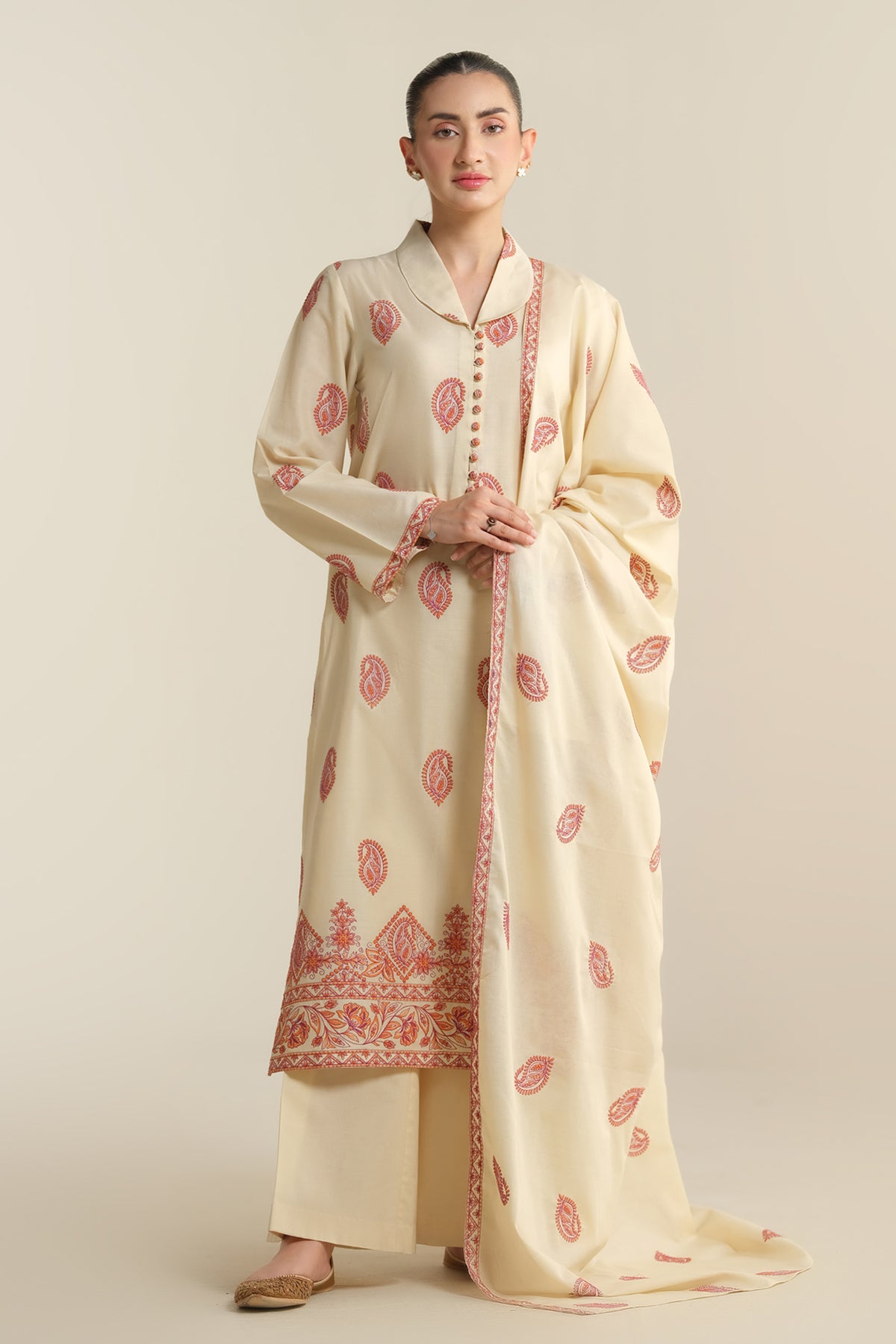 3 Piece - Embroidered Suit - E1924