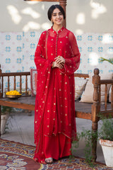 3 Piece - Embroidered Chiffon Suit
