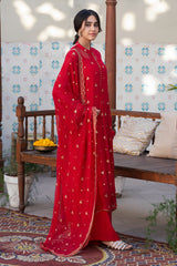 3 Piece - Embroidered Chiffon Suit