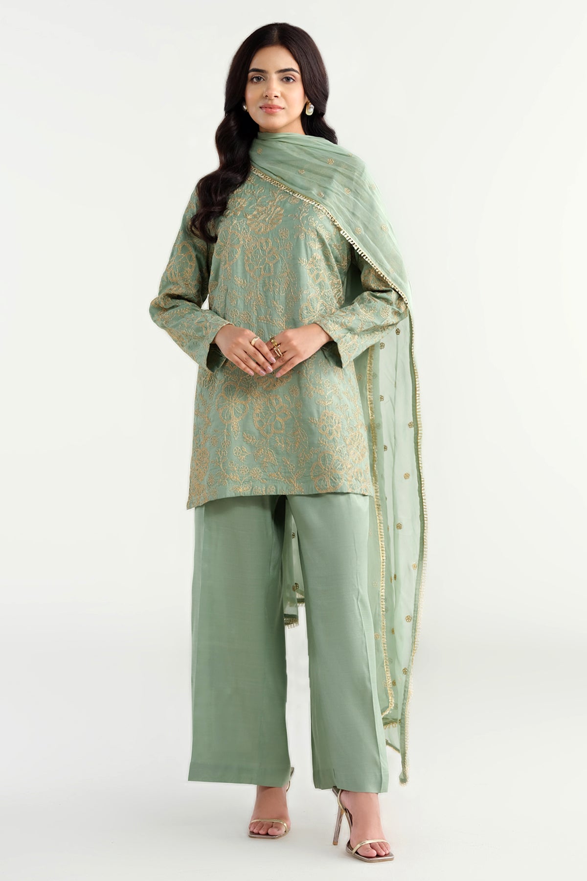 3 Piece - Embroidered Suit - KPS25-P3196