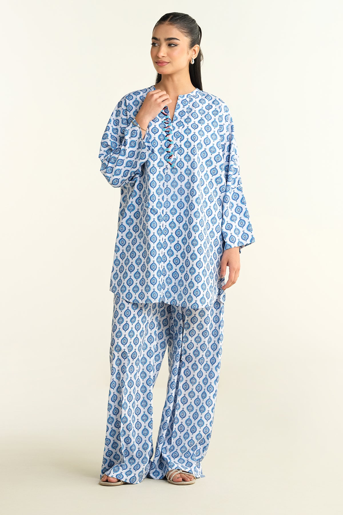 2 Piece-Printed & Embellished Suit-KPS25-P3438