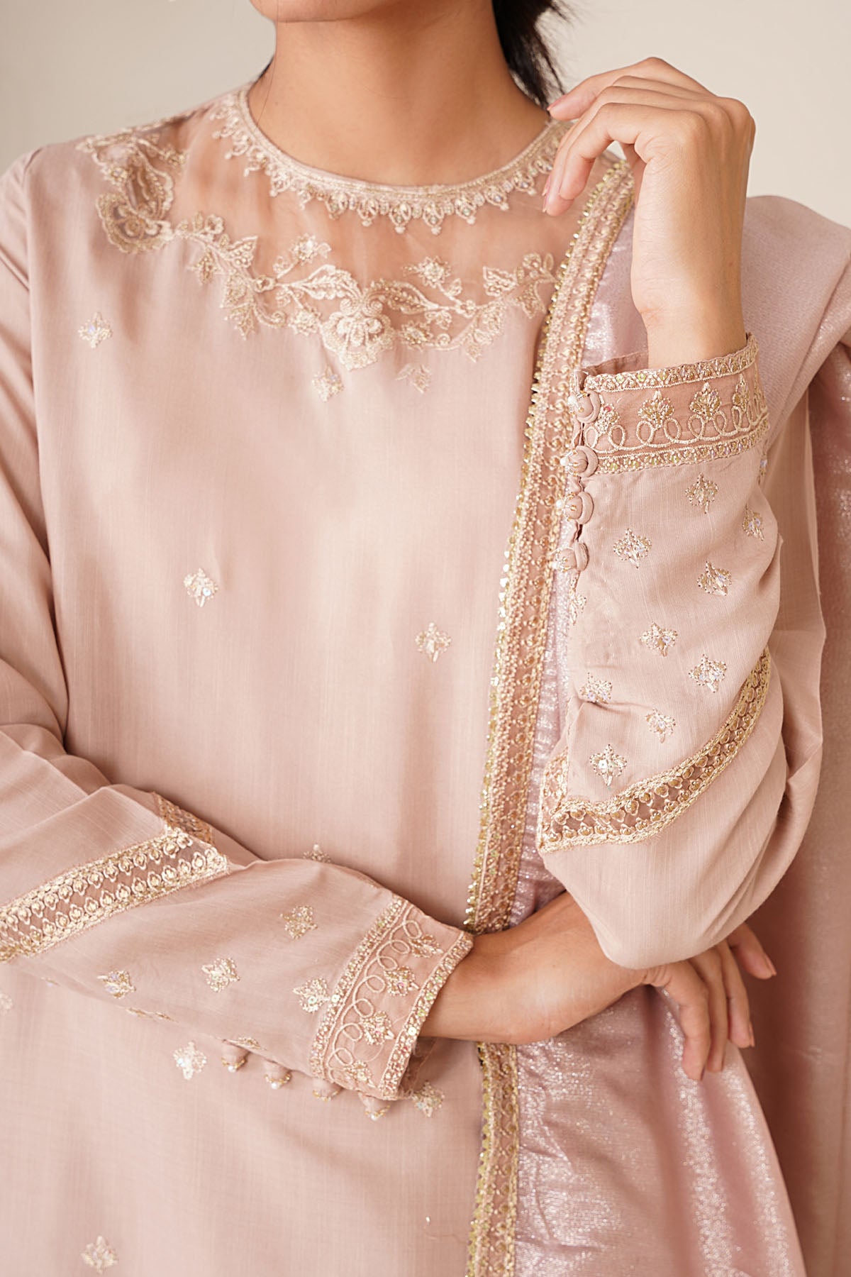 3 Piece - Embroidered Suit - KPS25-P3491