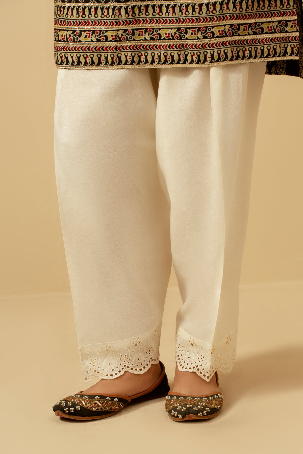 Embroidered Khaddar Trousers