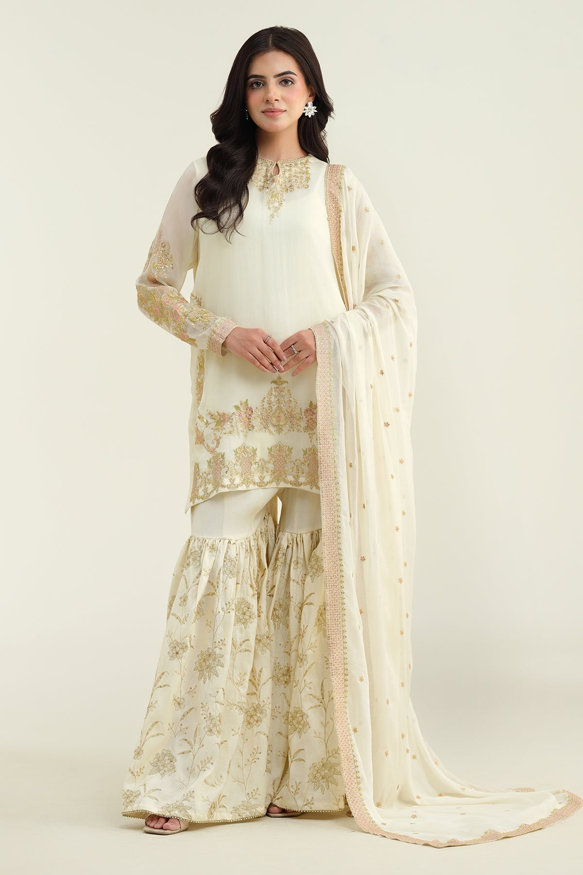 3 Piece-Embroidered Suit-KPW24-P3077-77
