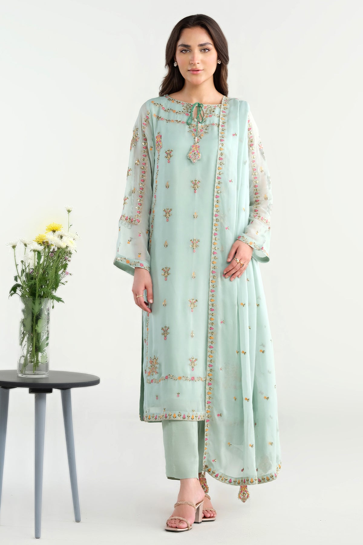 3 Piece - Embroidered Suit - KPW24-P3079-79