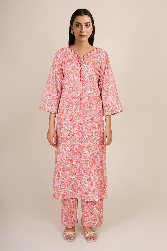 2 Piece - Printed & Embellished Suit - KPW25-P3673