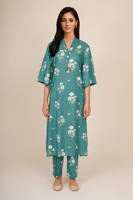 2 Piece - Printed & Embellished Suit - KPW25-P3677