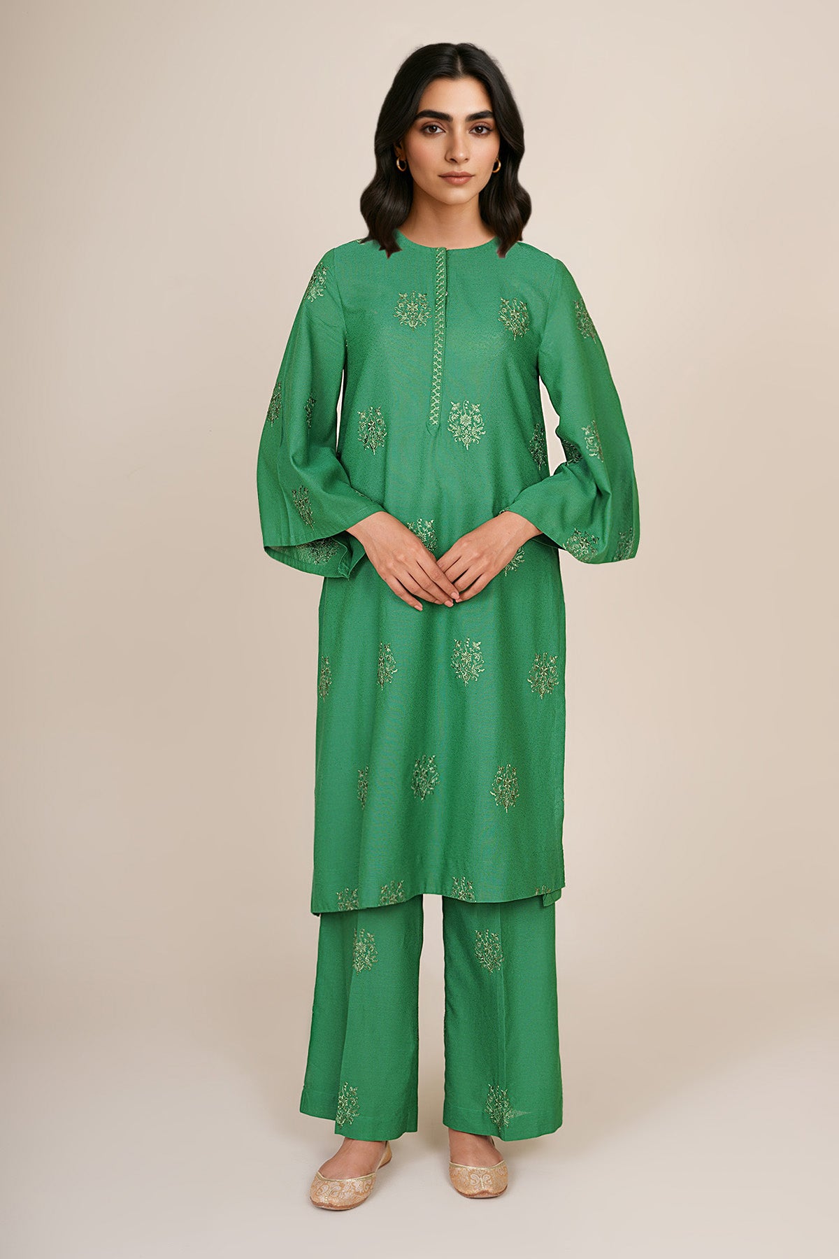 2 Piece - Embroidered Suit - KPW25-P3758