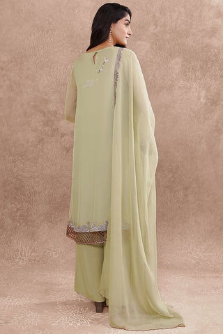 2 Pcs Embroidered Pure Chiffon Suit with Laces