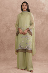2 Pcs Embroidered Pure Chiffon Suit With Laces