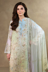 3 Piece - Digital Printed & Embroidered Suit - MC1820