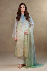 3 Piece - Digital Printed & Embroidered Suit - MC1820