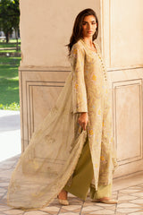 3 Piece - Printed & Embroidered Suit - MC2100