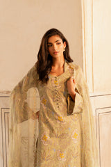 3 Piece - Printed & Embroidered Suit - MC2100